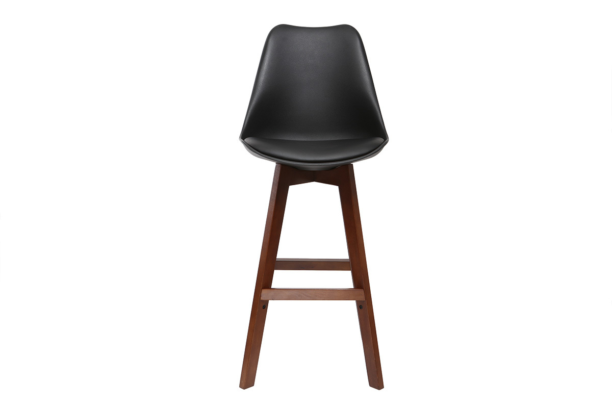 Tabourets de bar vintage noir et noyer 75 cm (lot de 2) PAULINE