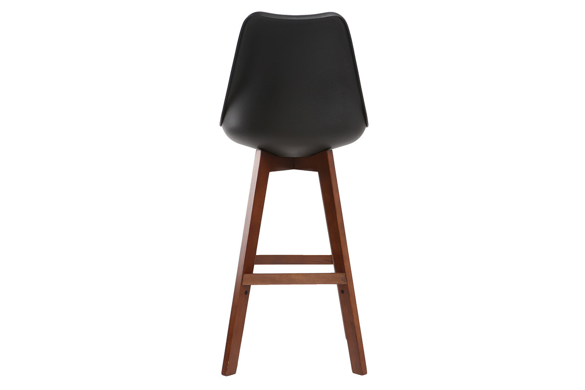 Tabourets de bar vintage noir et noyer 75 cm (lot de 2) PAULINE