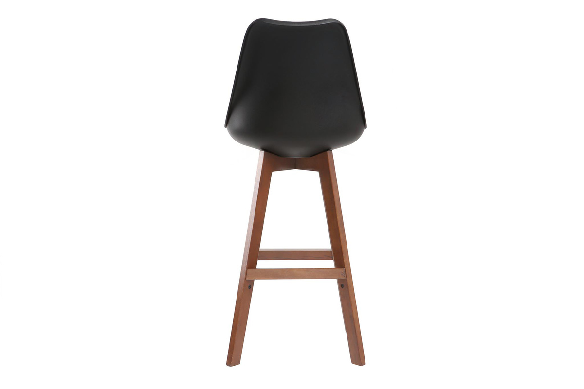Tabourets de bar vintage noir et noyer H65 cm (lot de 2) PAULINE
