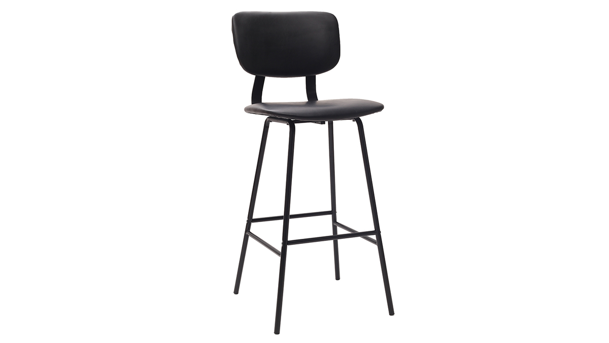 Tabourets de bar vintage noirs avec pieds mtal 75 cm (lot de 2) LAB