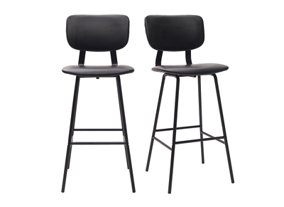 Tabourets de bar vintage noirs avec pieds métal 75 cm (lot de 2) LAB