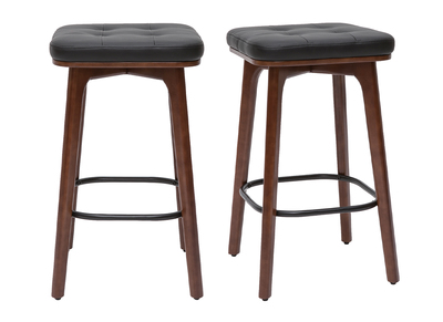 Tabourets de bar vintage noirs et bois foncé 65 cm (lot de 2) GRAMMA