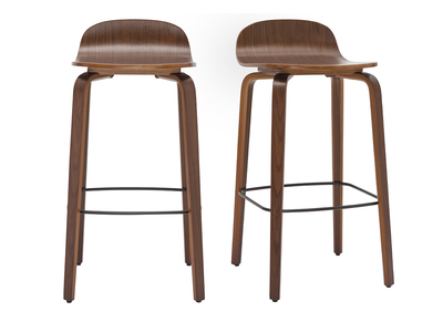 Tabourets de bar vintage noyer H68 cm (lot de 2) OBRA