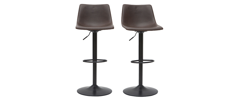 Tabourets de bar vintage r�glables pivotants marron (lot de 2) NEW ROCK
