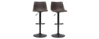 Tabourets de bar vintage r&eacute;glables pivotants marron (lot de 2) NEW ROCK