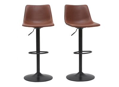 Tabourets de bar vintage réglables pivotants marron clair (lot de 2) NEW ROCK