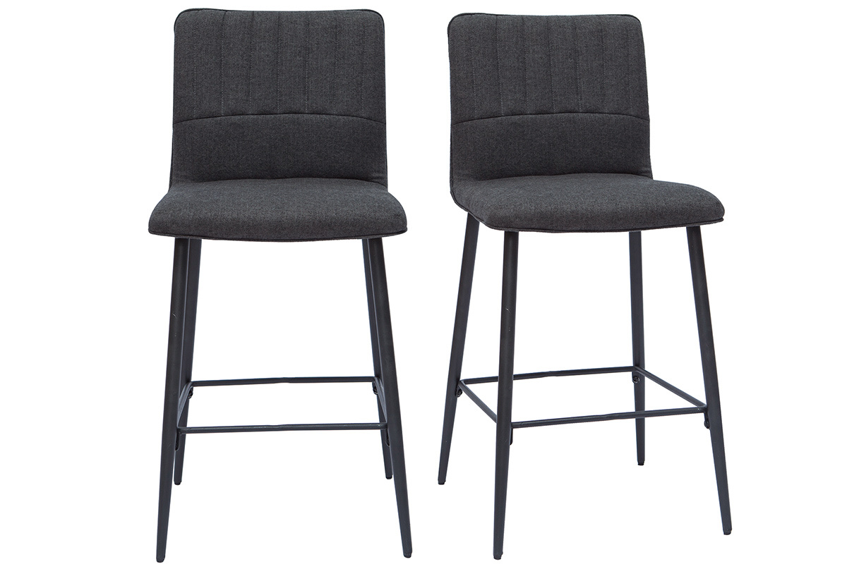 Tabourets de bar vintage tissu gris foncé (lot de 2) H62 cm FARELL