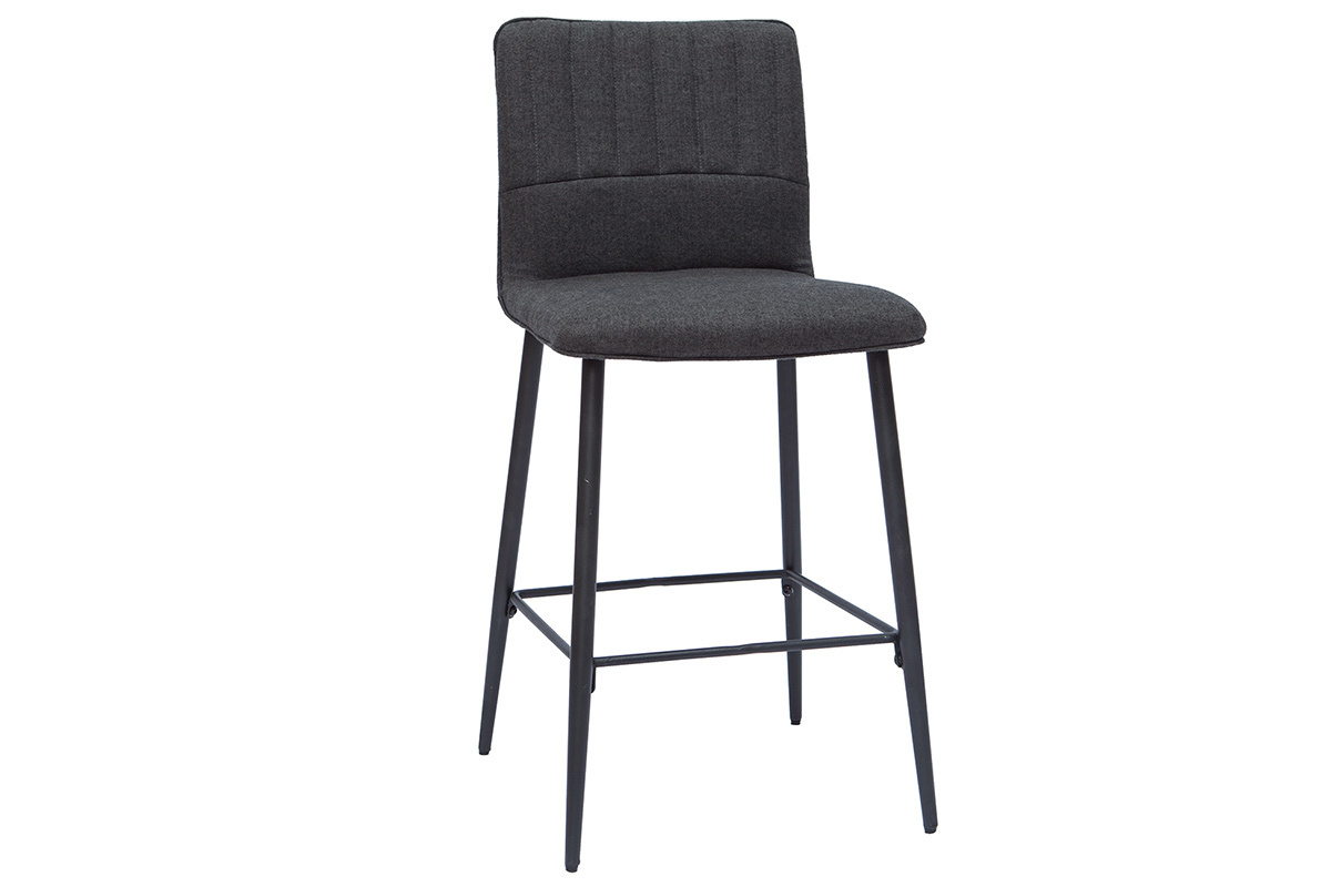 Tabourets de bar vintage tissu gris foncé (lot de 2) H62 cm FARELL