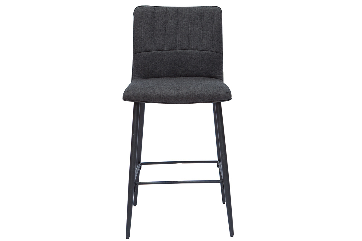 Tabourets de bar vintage tissu gris foncé (lot de 2) H62 cm FARELL