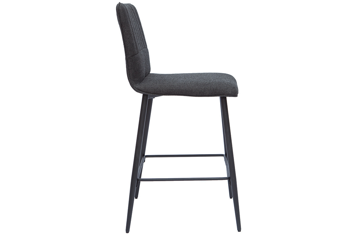 Tabourets de bar vintage tissu gris foncé (lot de 2) H62 cm FARELL