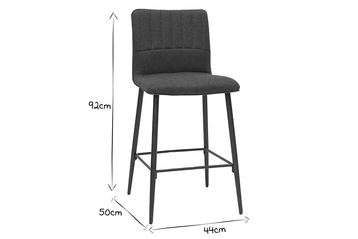 Tabourets de bar vintage tissu gris foncé (lot de 2) H62 cm FARELL