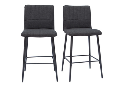 Tabourets de bar vintage tissu gris fonc&eacute; (lot de 2) H62 cm FARELL