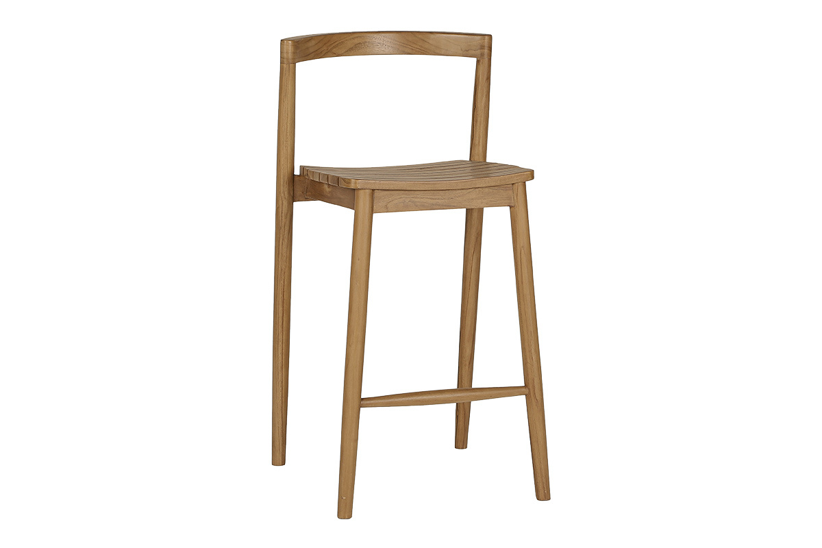 Tabourets de jardin empilables en bois teck massif H70 cm (lot de 2) OMBAK