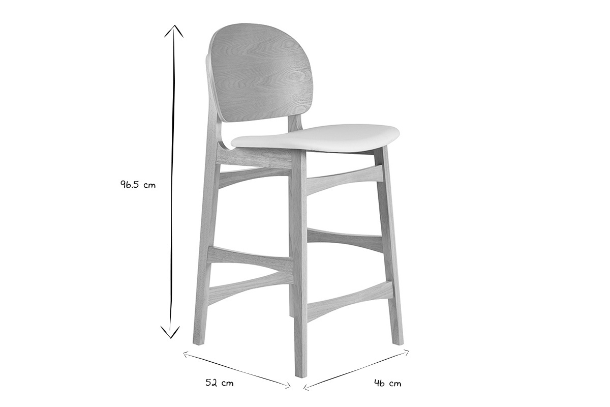 Tabourets scandinaves en bois clair fr�ne et blanc (lot de 2) ELTON