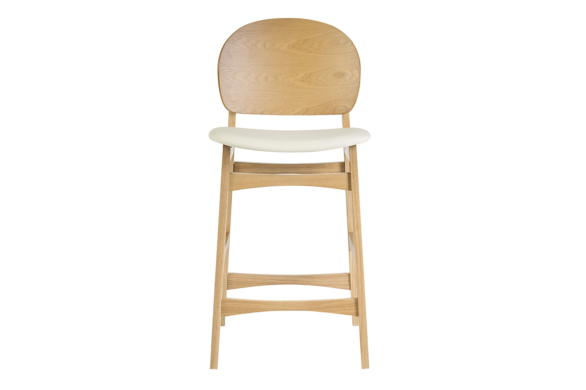Tabourets scandinaves en bois clair fr�ne et blanc (lot de 2) ELTON