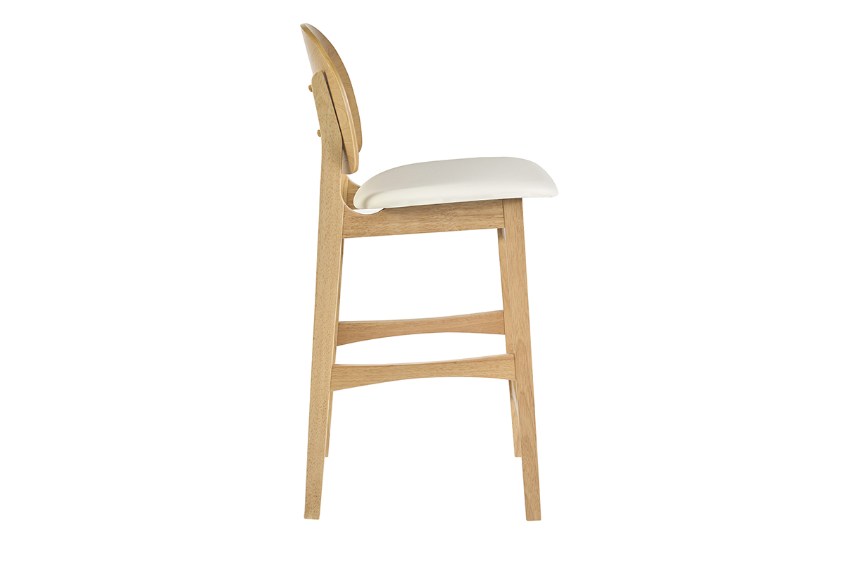 Tabourets scandinaves en bois clair fr�ne et blanc (lot de 2) ELTON