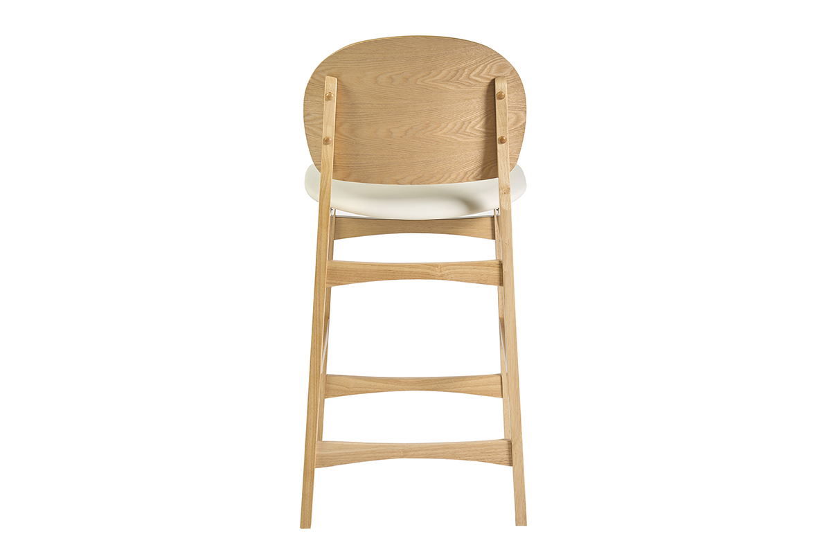 Tabourets scandinaves en bois clair fr�ne et blanc (lot de 2) ELTON