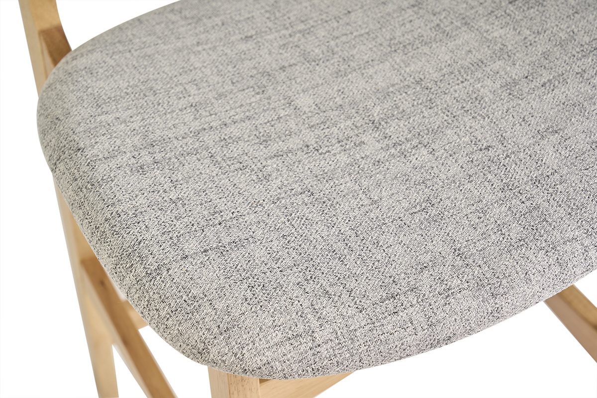 Tabourets scandinaves en bois clair fr�ne et tissu gris clair H66 cm (lot de 2) SOQUETTE