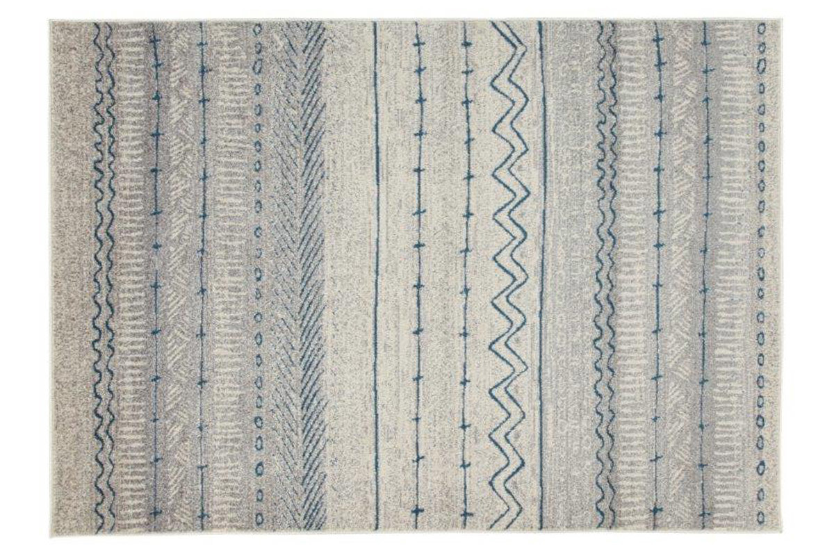 Tapis � motifs beige et bleu 150 x 220 cm TRIBAL