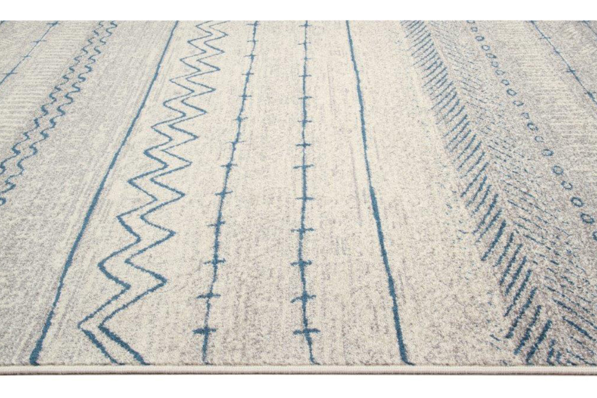 Tapis � motifs beige et bleu 150 x 220 cm TRIBAL