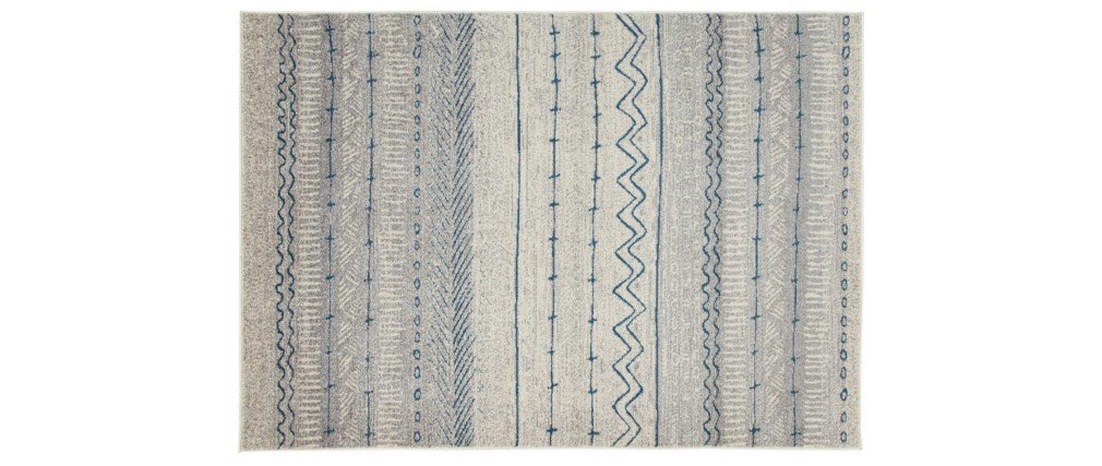 Tapis � motifs beige et bleu 150 x 220 cm TRIBAL