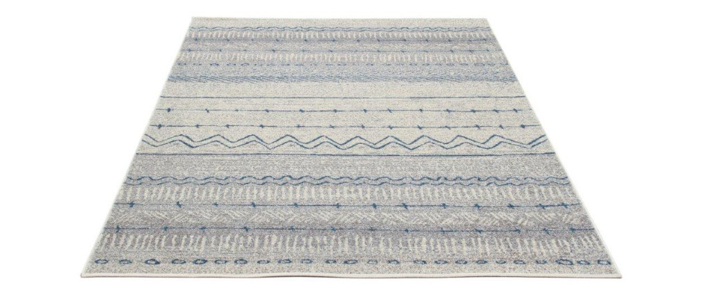 Tapis � motifs beige et bleu 150 x 220 cm TRIBAL