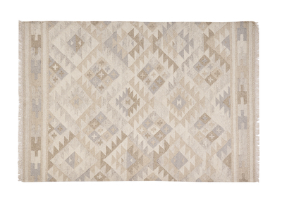 Tapis berbère beige à motifs en laine et coton 160 x 230 cm MAKAÏ