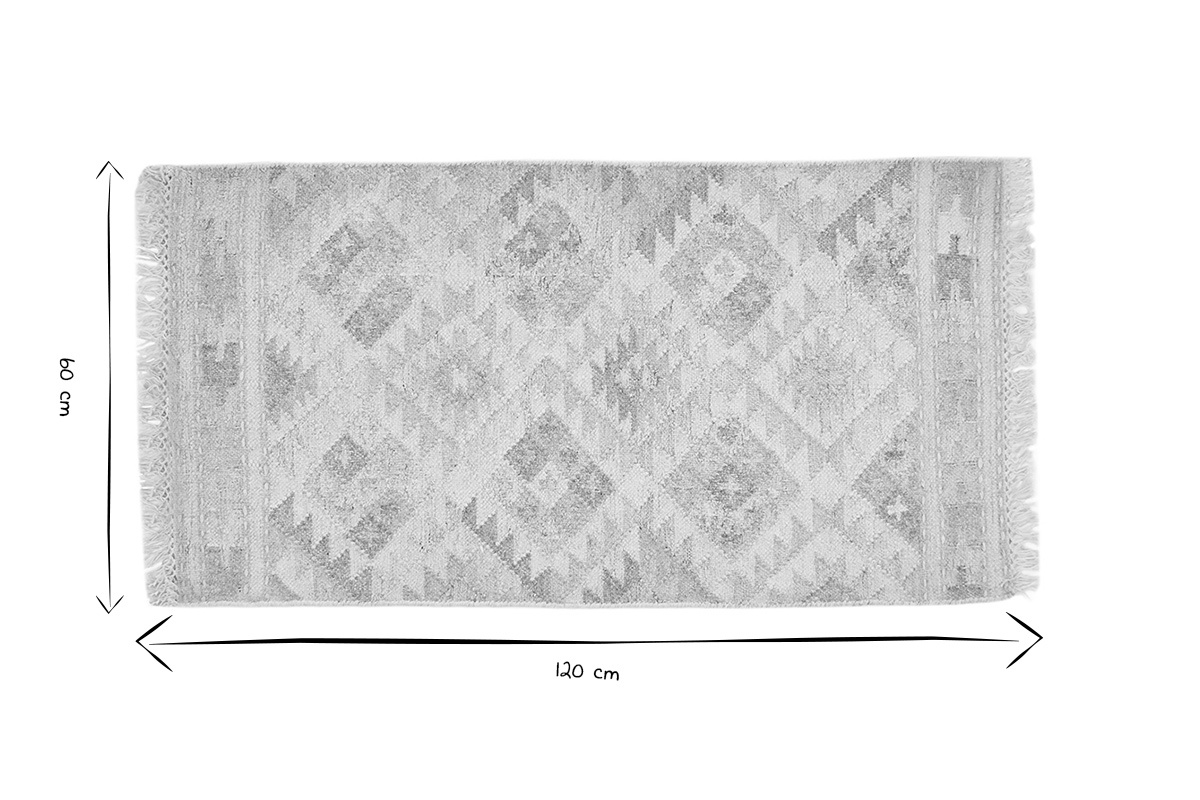 Tapis berbre beige  motifs en laine et coton 60 x 120 cm MAKA