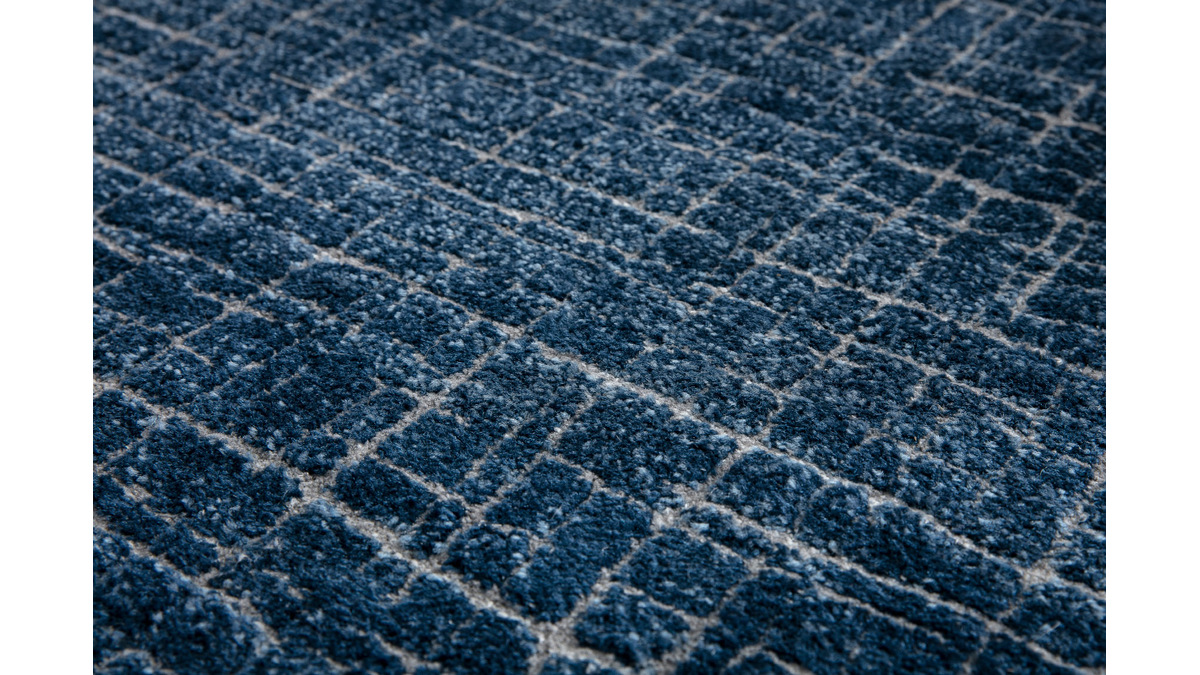 Tapis bleu  motif graphique 160 x 230 cm SAPHIR