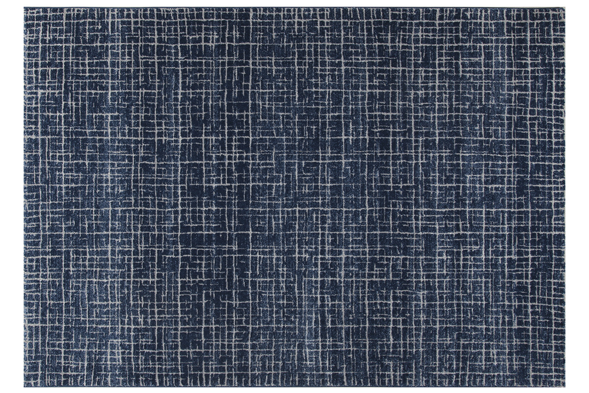 Tapis bleu  motif graphique 200 x 290 cm SAPHIR