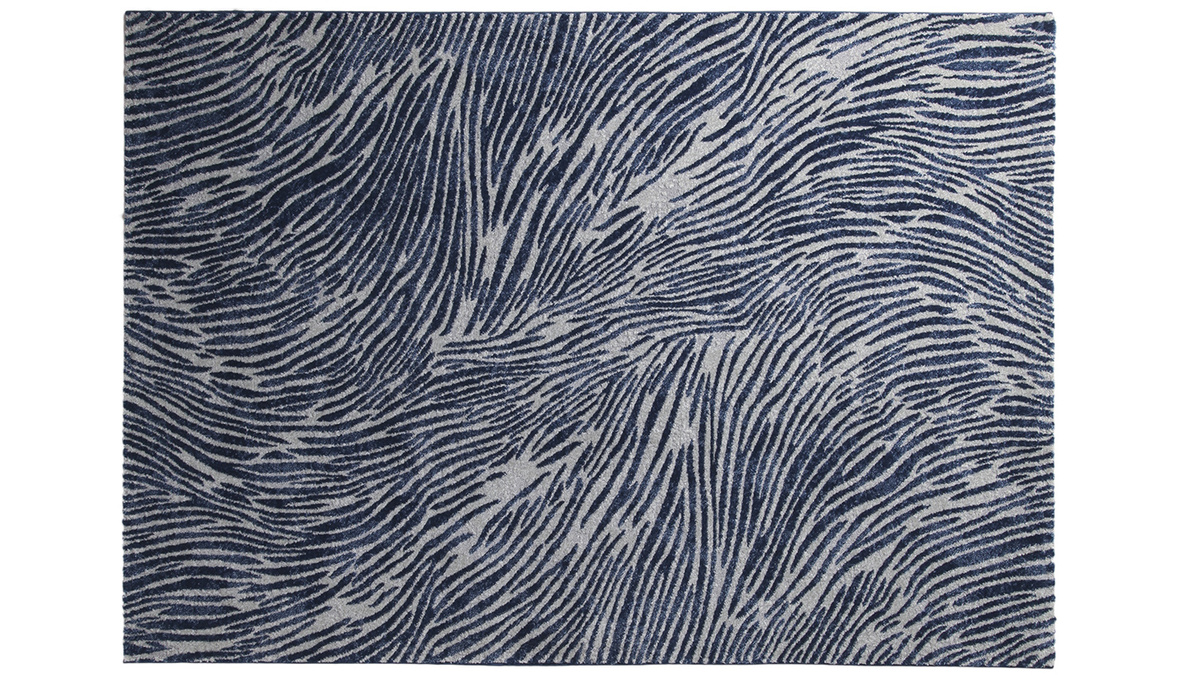 Tapis bleu et gris  motifs 160 x 230 cm SEA