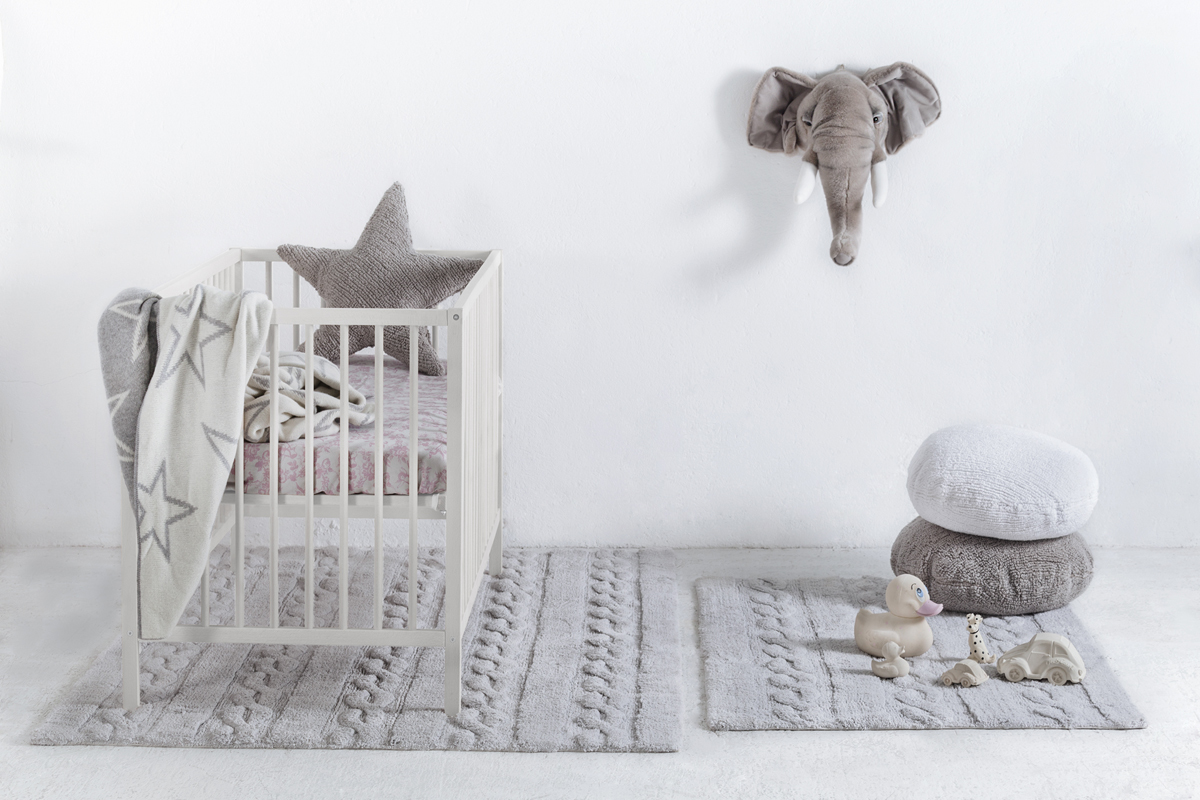 Tapis coton 120x160cm gris perle INES