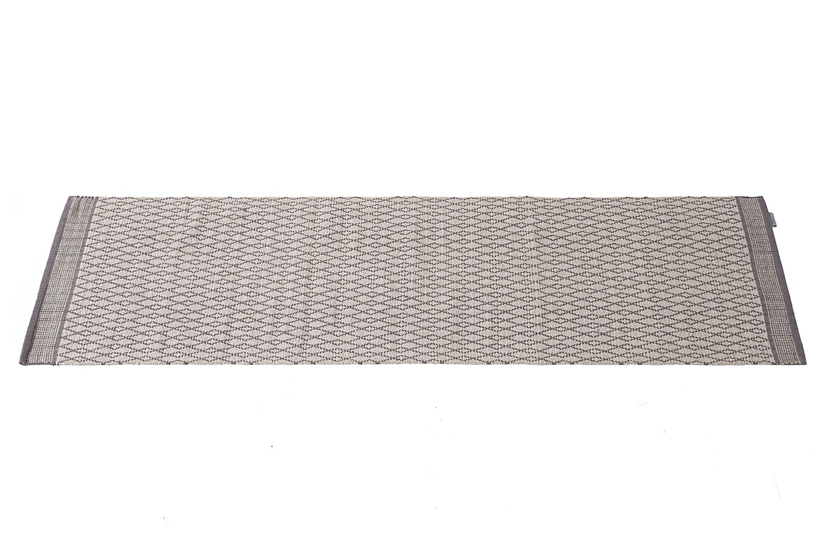 Tapis de couloir en coton beige et gris 60 x 200 cm TUDY