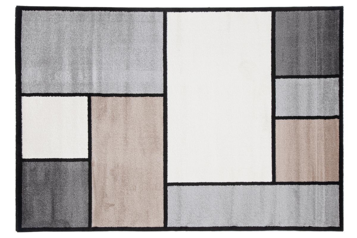 Tapis design blanc, beige et gris 160 x 230 cm CUBIK