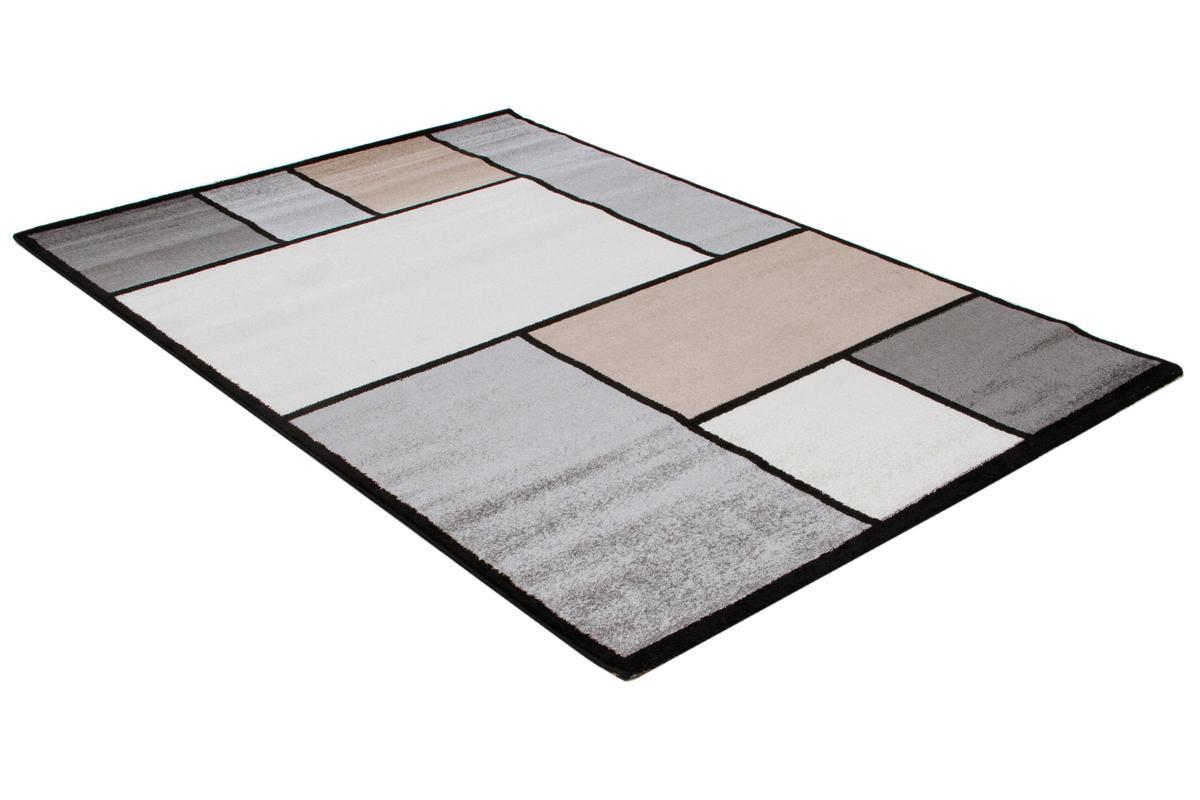 Tapis design blanc, beige et gris 160 x 230 cm CUBIK