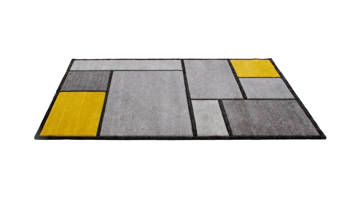 Tapis design jaune et gris 160 x 230 cm CUBIK