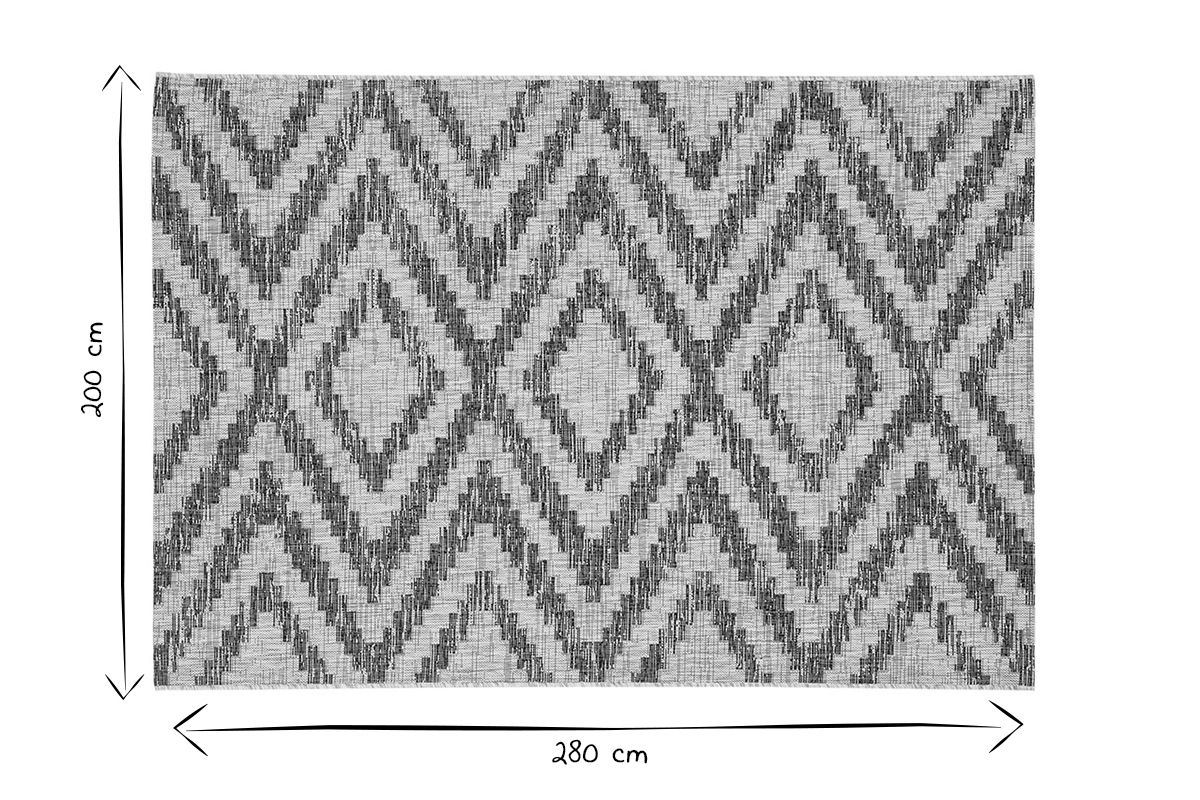 Tapis d'extrieur  motif gomtrique gris 200 x 280 cm LUDI