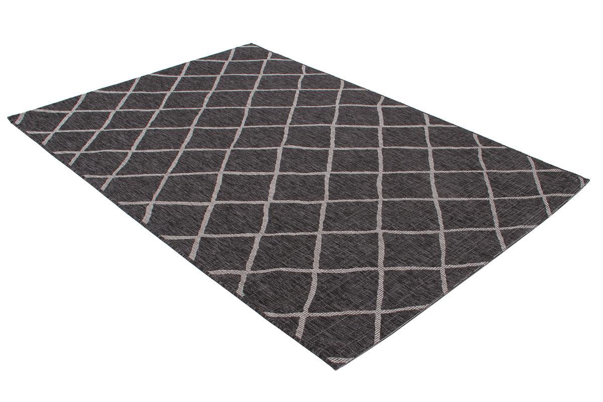 Tapis d'extrieur avec motif losanges noir et beige 160 x 230 cm HOREA