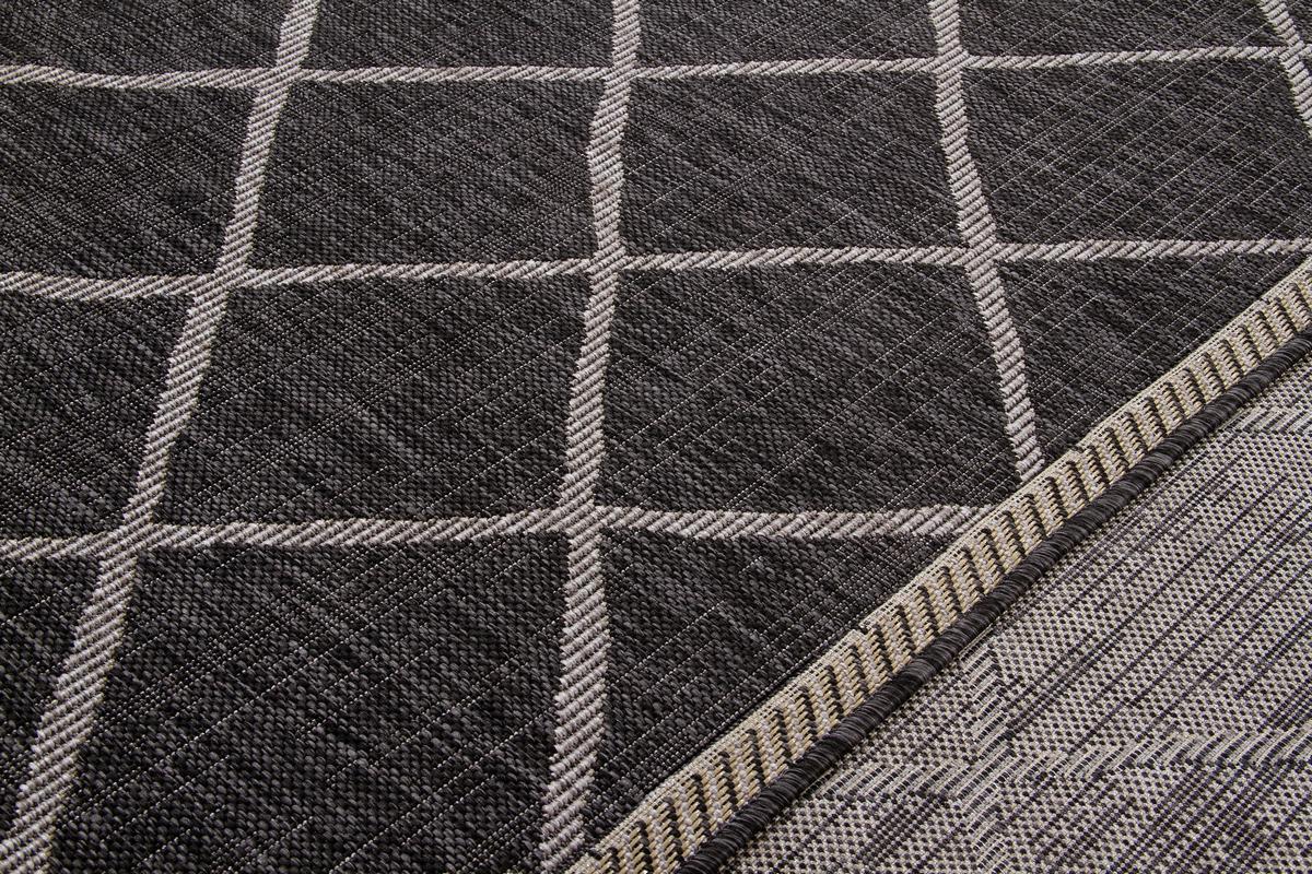 Tapis d'extrieur avec motif losanges noir et beige 160 x 230 cm HOREA