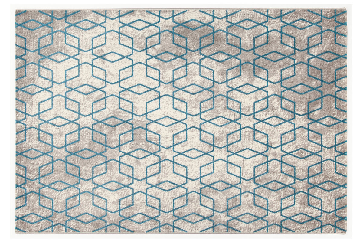Tapis cru  motifs bleu 160 x 230 cm SOHO