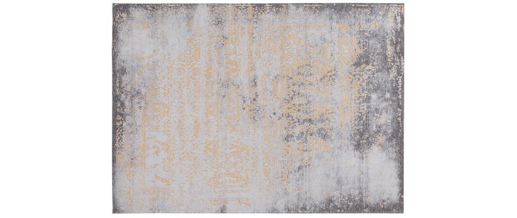 Tapis effet us� jaune or et brun avec motif tiss� 160 x 230cm - ASTRA