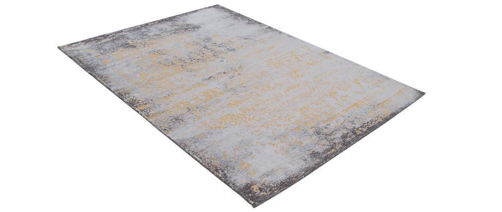 Tapis effet us� jaune or et brun avec motif tiss� 160 x 230cm - ASTRA
