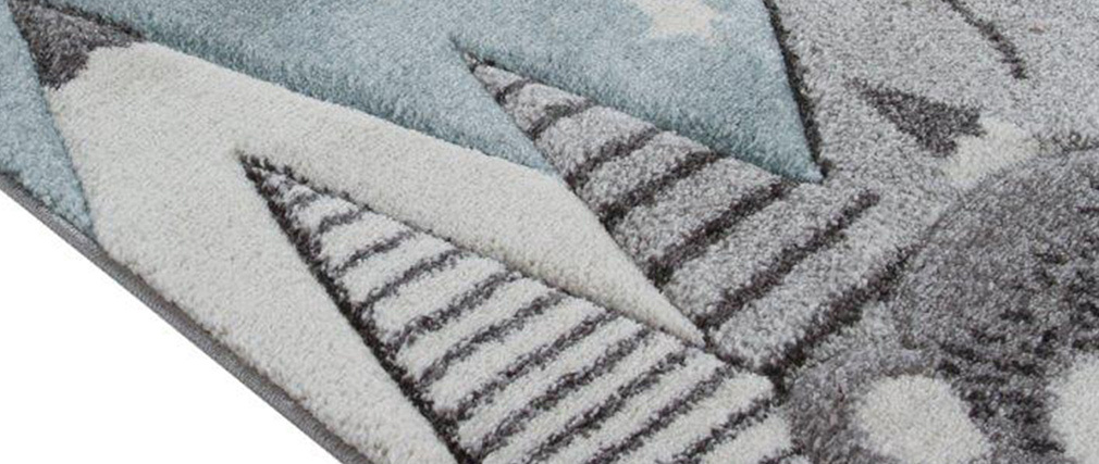 Tapis enfant motif ours gris et bleu 100 x 150 cm TITI