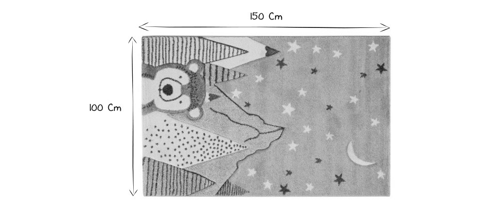 Tapis enfant motif ours gris et bleu 100 x 150 cm TITI