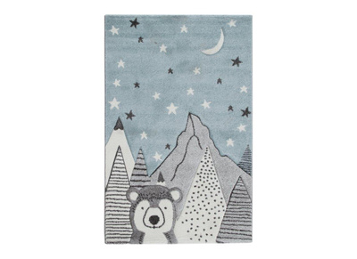Tapis enfant motif ours gris et bleu 100 x 150 cm TITI