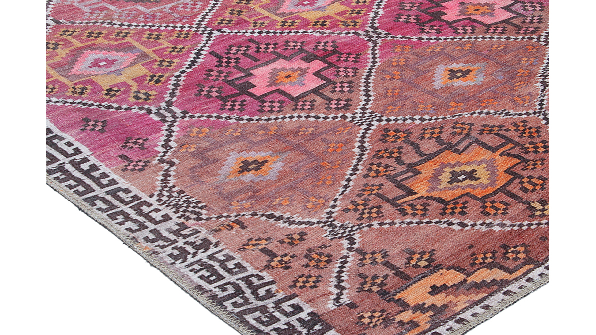 Tapis ethnique rose  motifs L160 x L230 cm ALEV