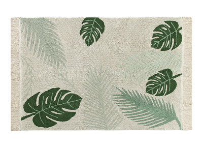 Tapis feuilles vert et naturel 140x200cm JUNGLE