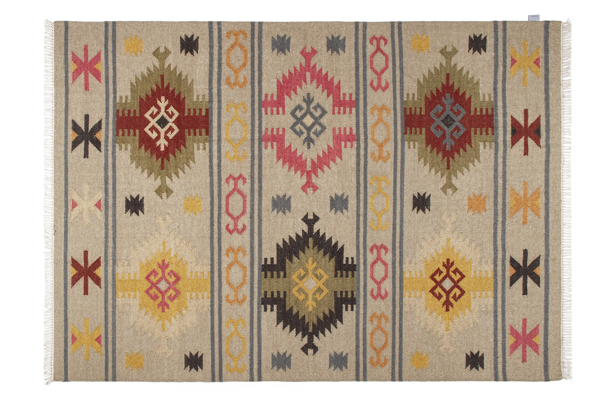Tapis kilim tiss  la main en laine et coton 160 x 230 cm SAUK