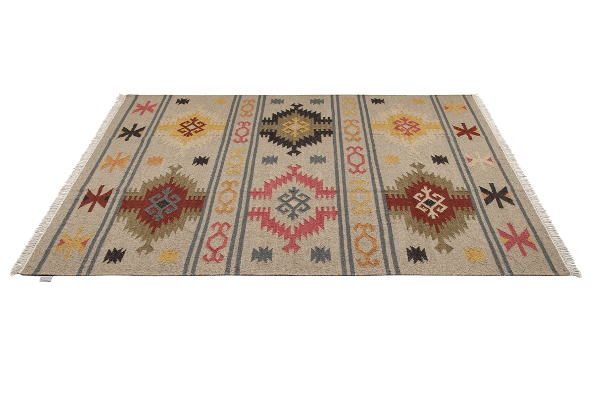 Tapis kilim tiss  la main en laine et coton 160 x 230 cm SAUK