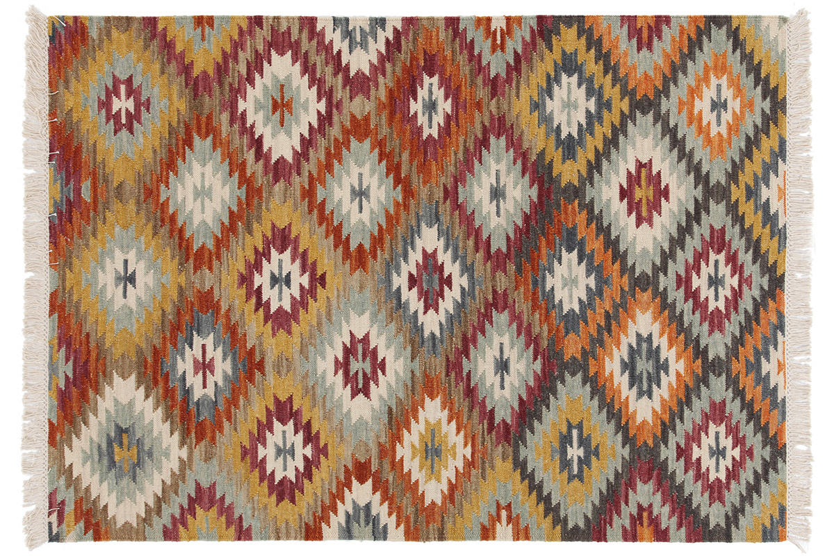 Tapis kilim tiss main en laine et coton 160 x 230 cm CHEYENE